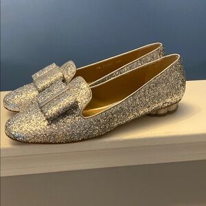 Brand new never worn Silver Glitter Loafers Salvatore Ferragamo